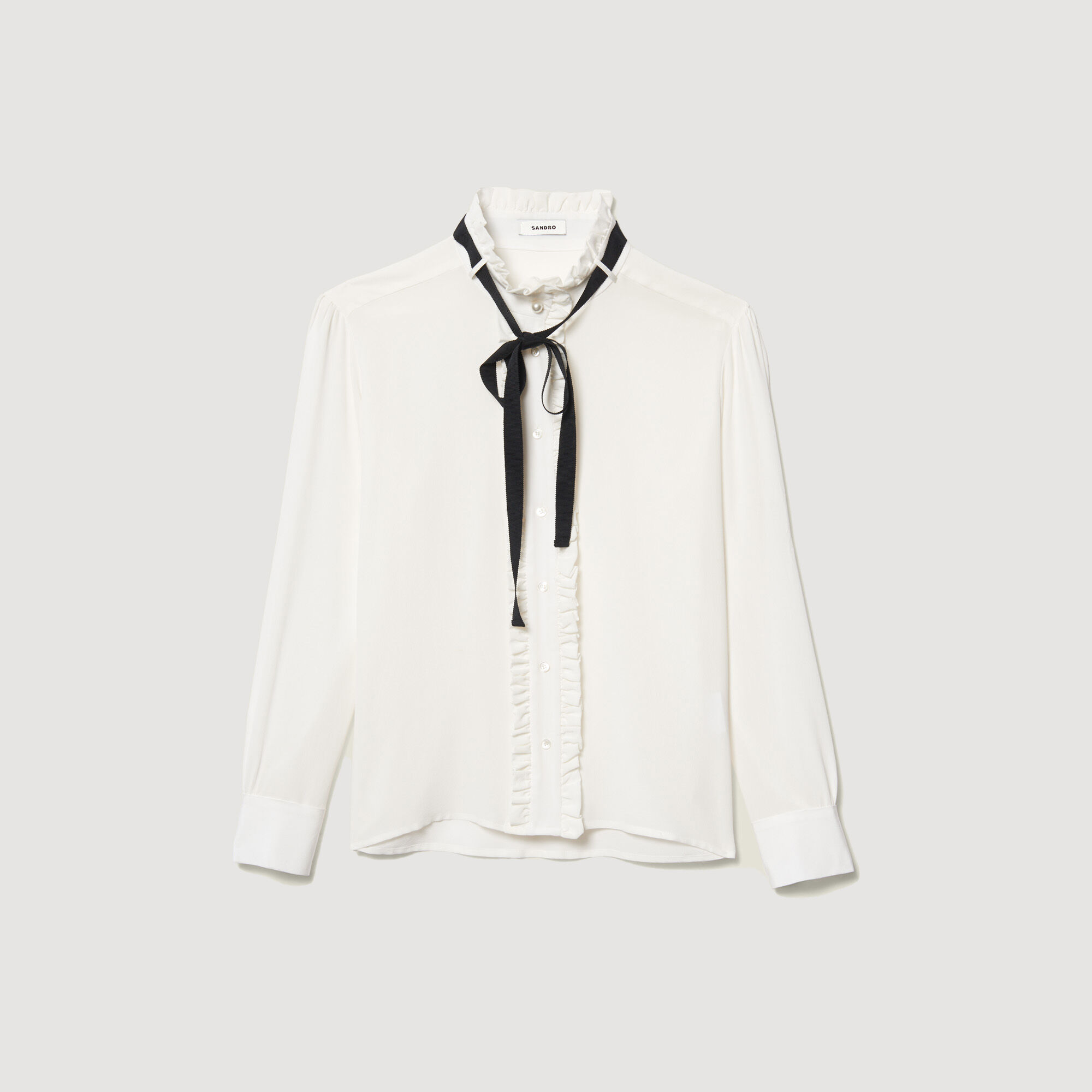 Hanni Silk blouse with ribbon - Tops & Shirts | Sandro Paris