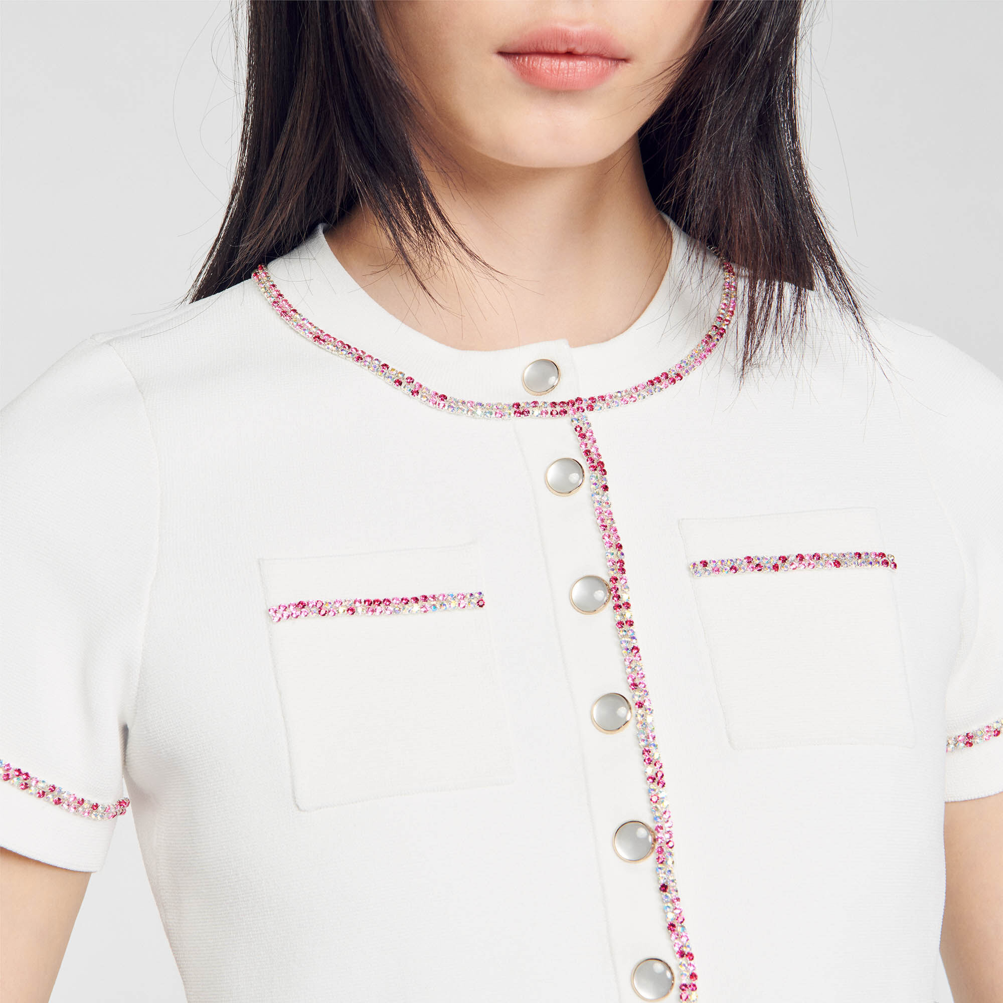Sandro cropped cardigan hotsell with shirt collar