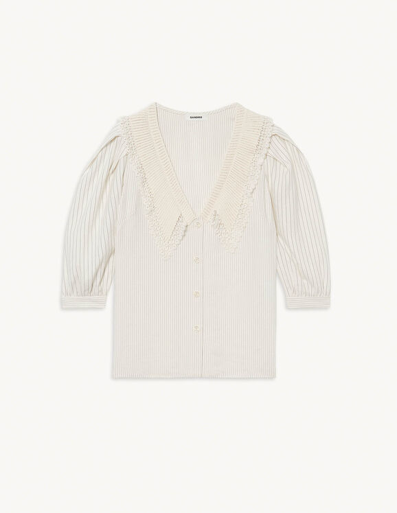 Striped linen shirt - Tops & Shirts | Sandro Paris
