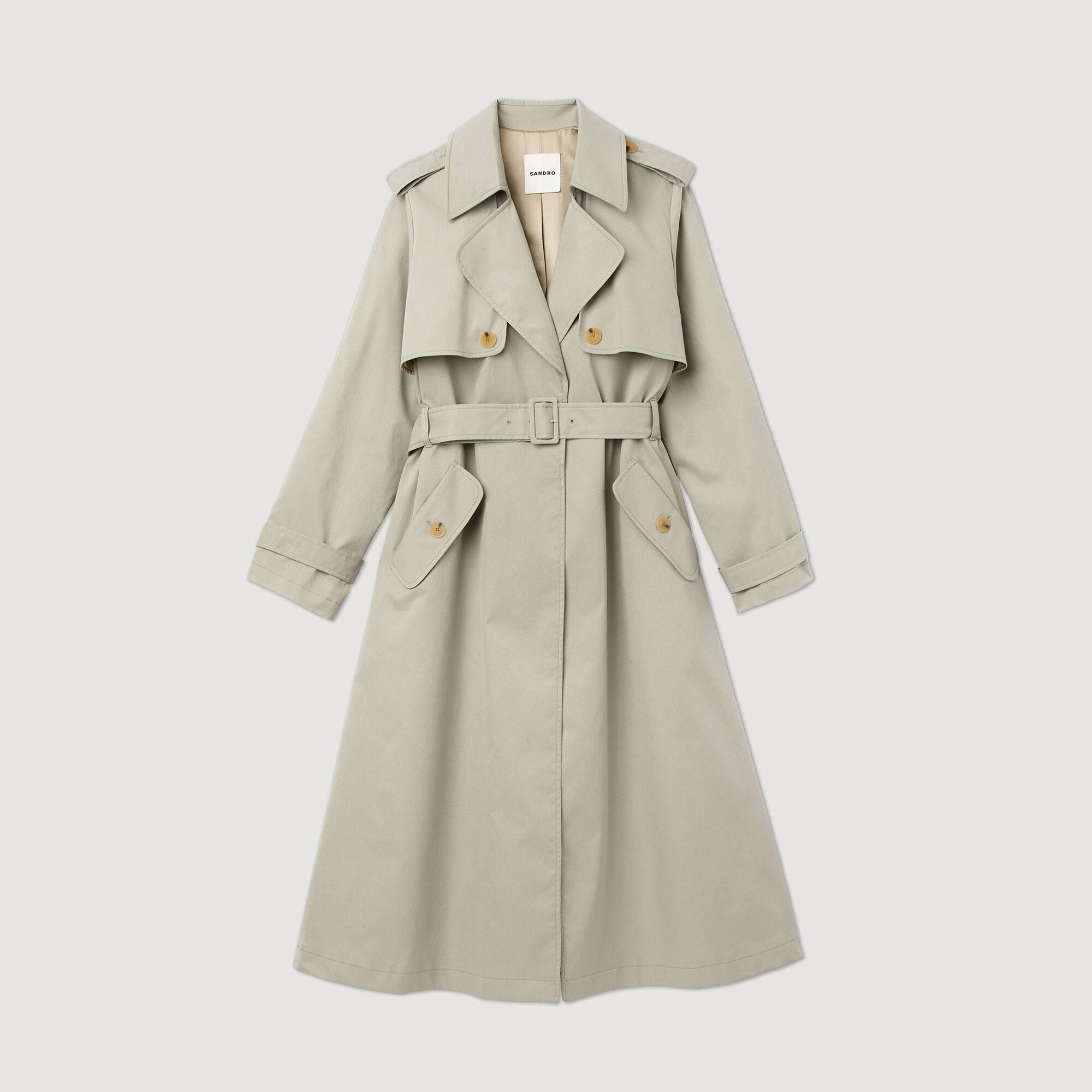 Trench coat with pleated back