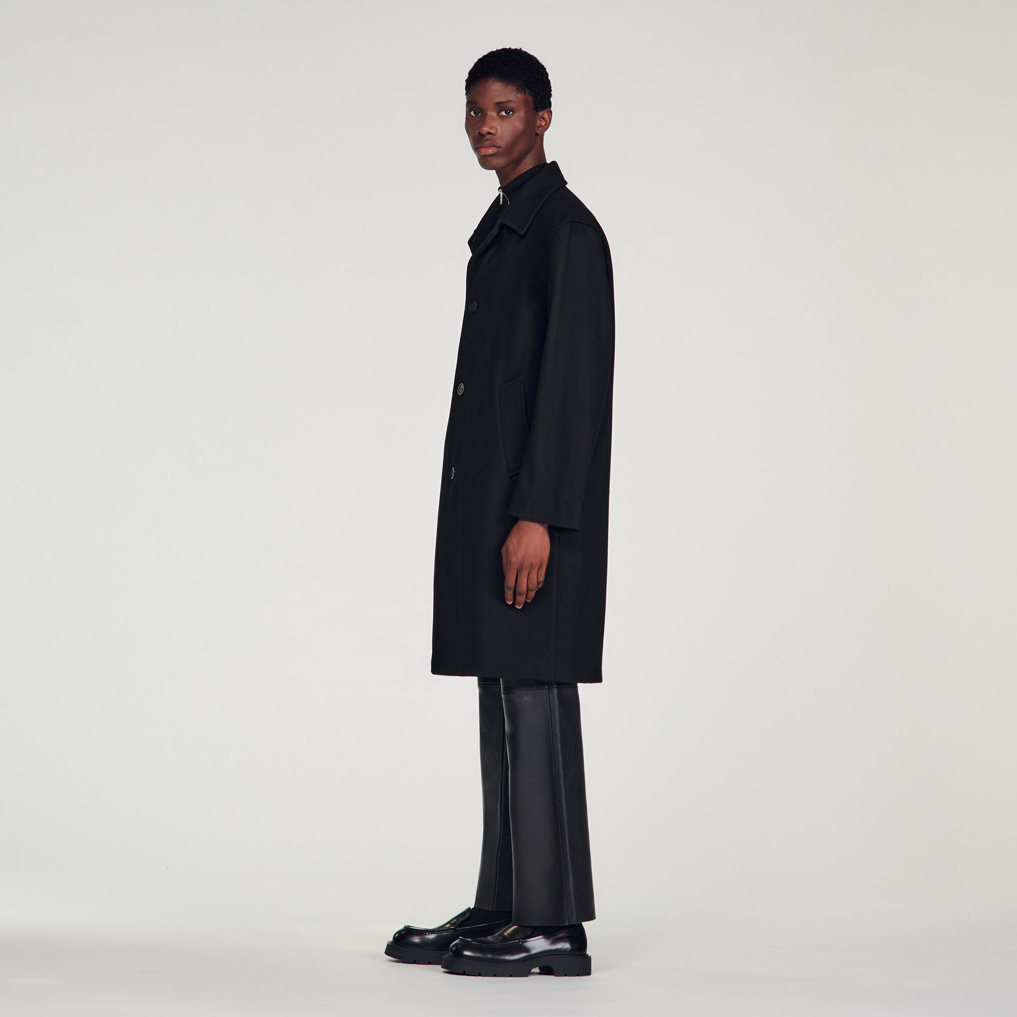 Wool Black Wool and cashmere coat Coats Sandro Paris