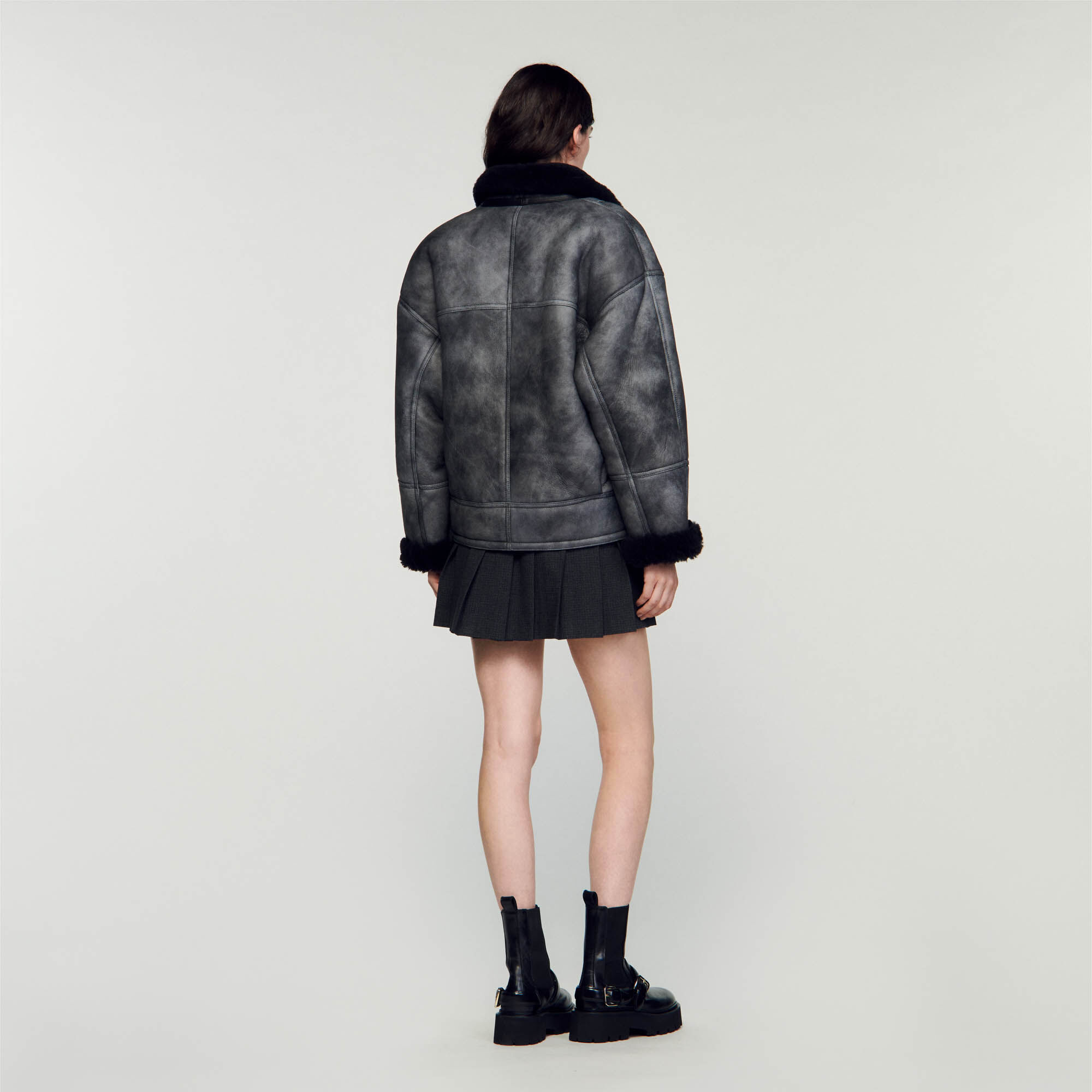 Sandro reversible shearling coat deals