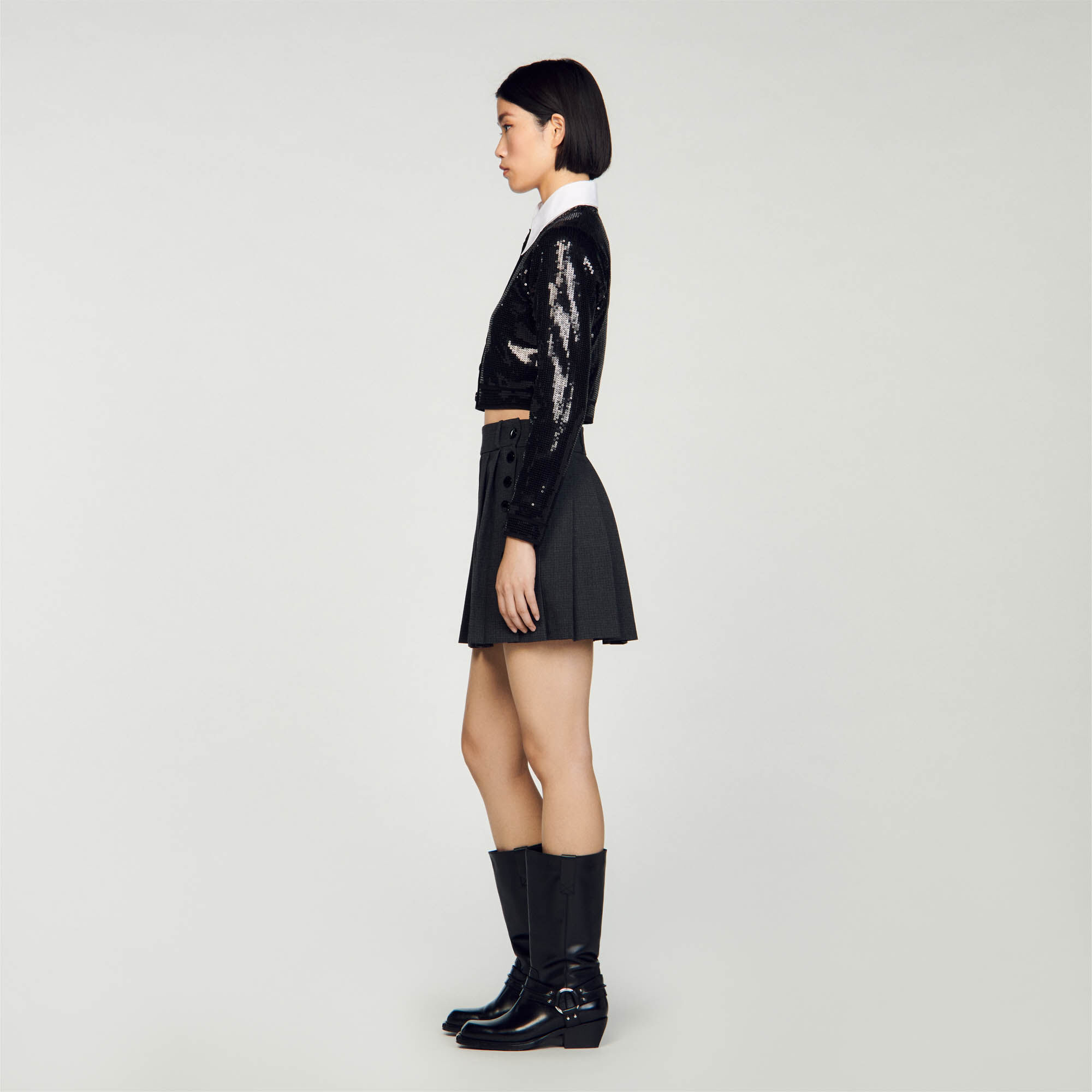 Sandro green discount leather skirt