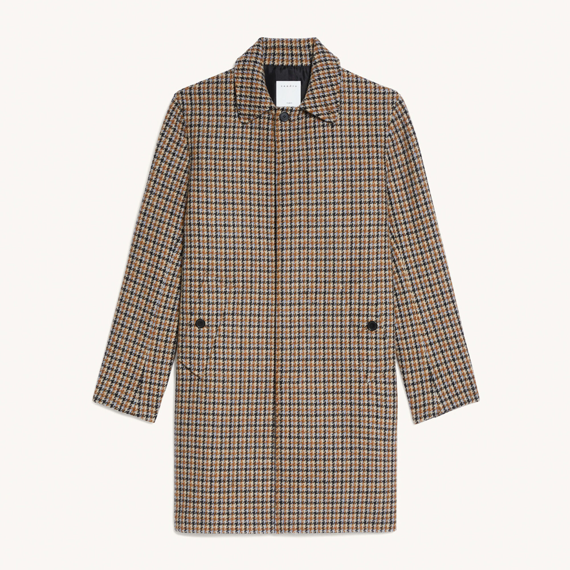 Houndstooth wool coat - Coats \u0026 Jackets | Sandro Paris