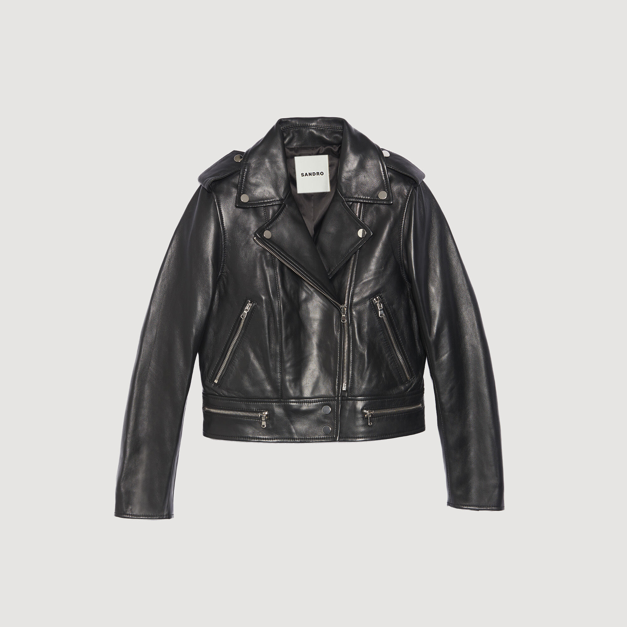 short black leather jacket