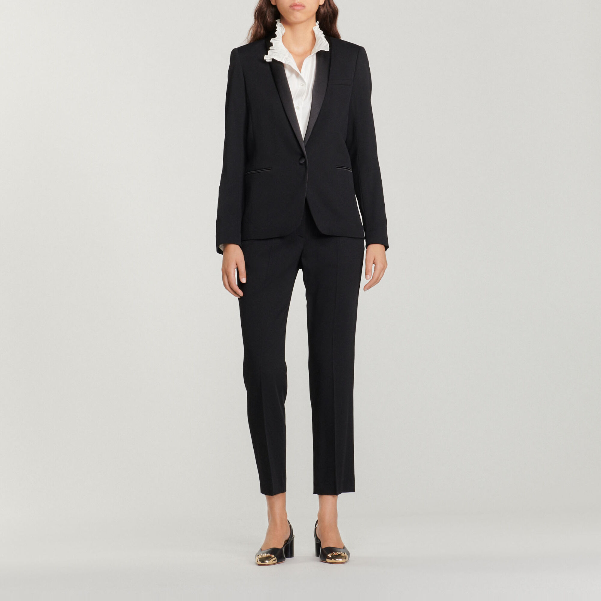 Tuxedo jacket with satin inset