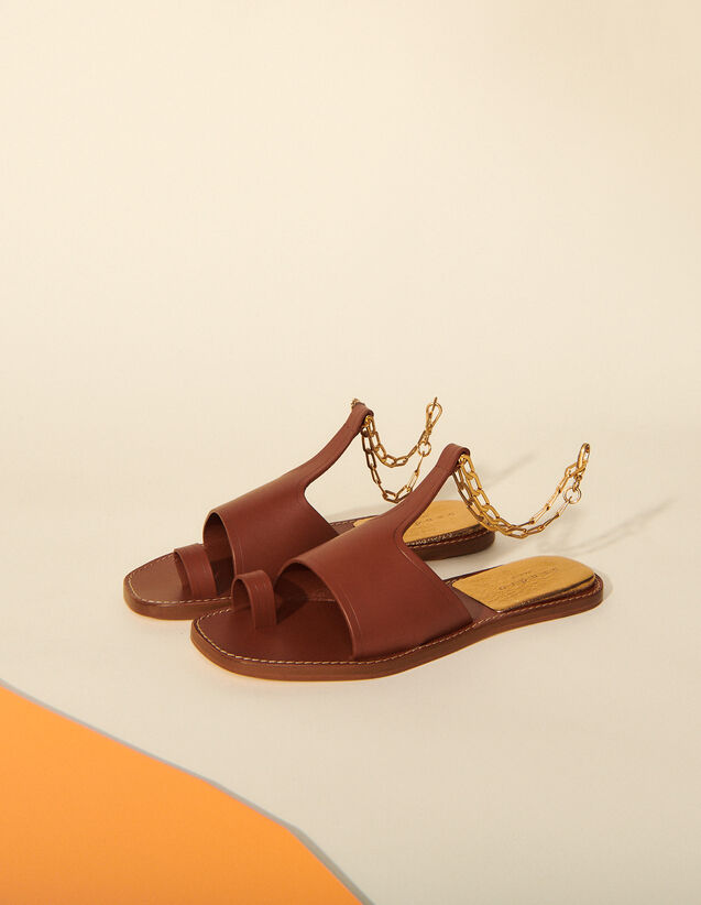 Sandro Leather sandals with chain detail. 2