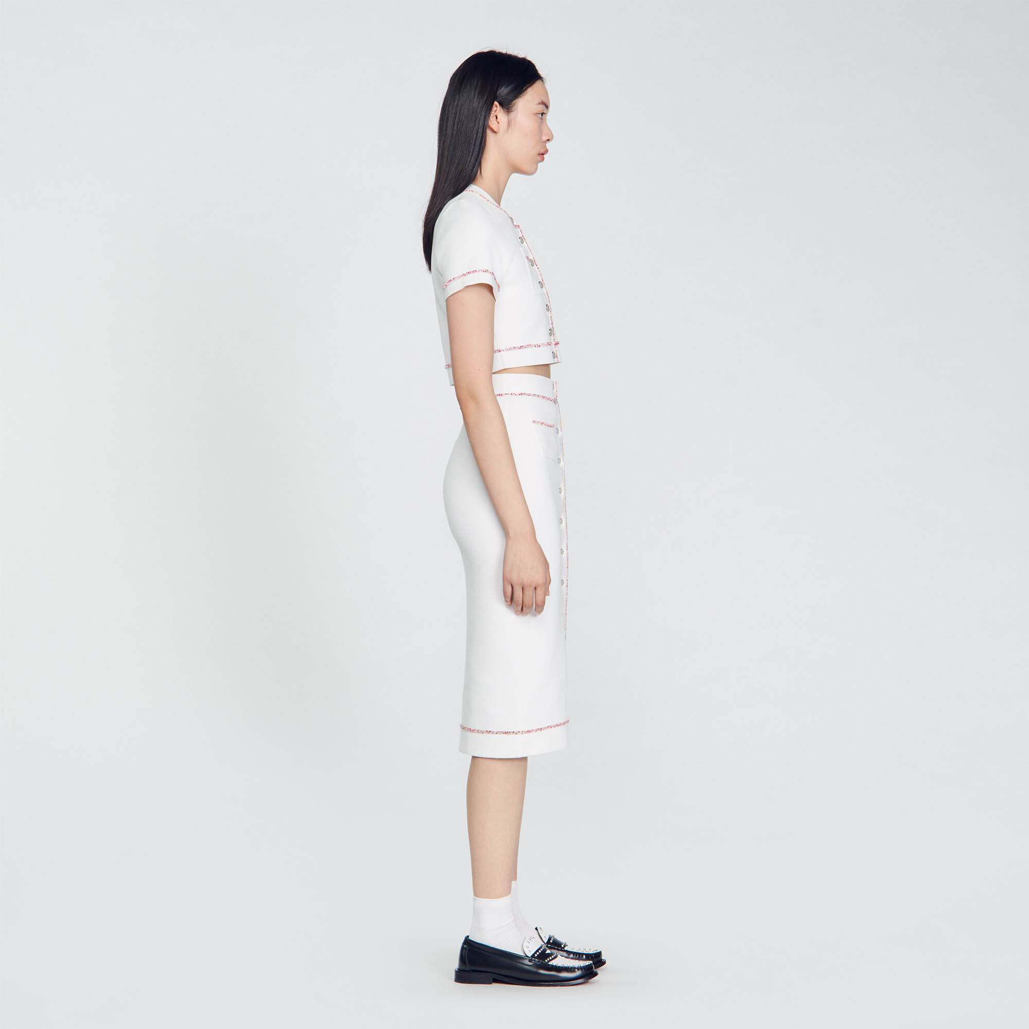 Sandro nooda hotsell leather midi skirt