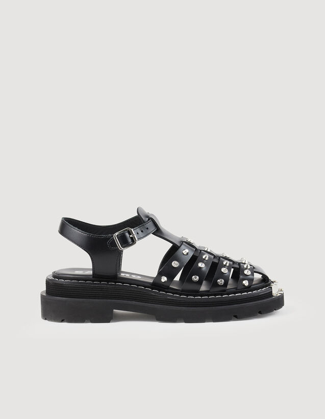 Olys Olys studded leather sandals - Sandals | Sandro Paris