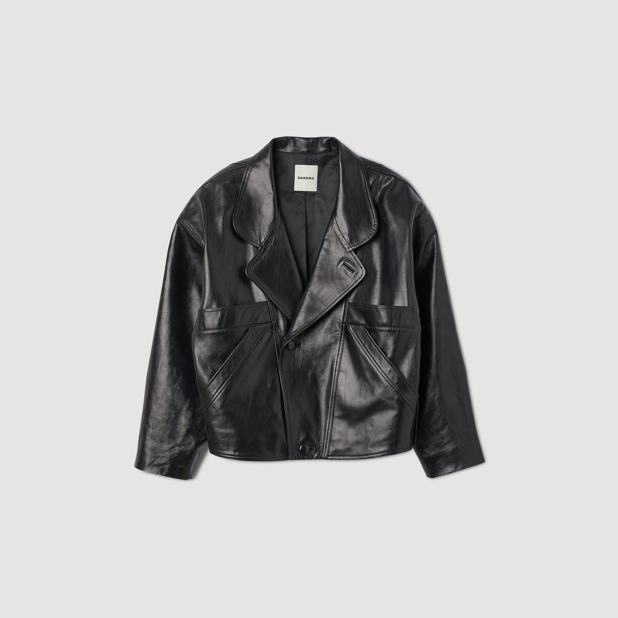 Zara oversized leather jacket discount