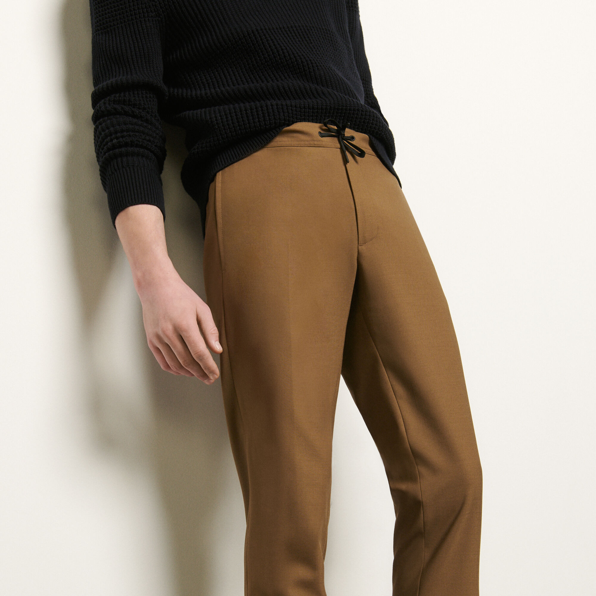 Men Linen Cotton Jogging Chinos Trousers Elasticated Waist Olive Cream Slim