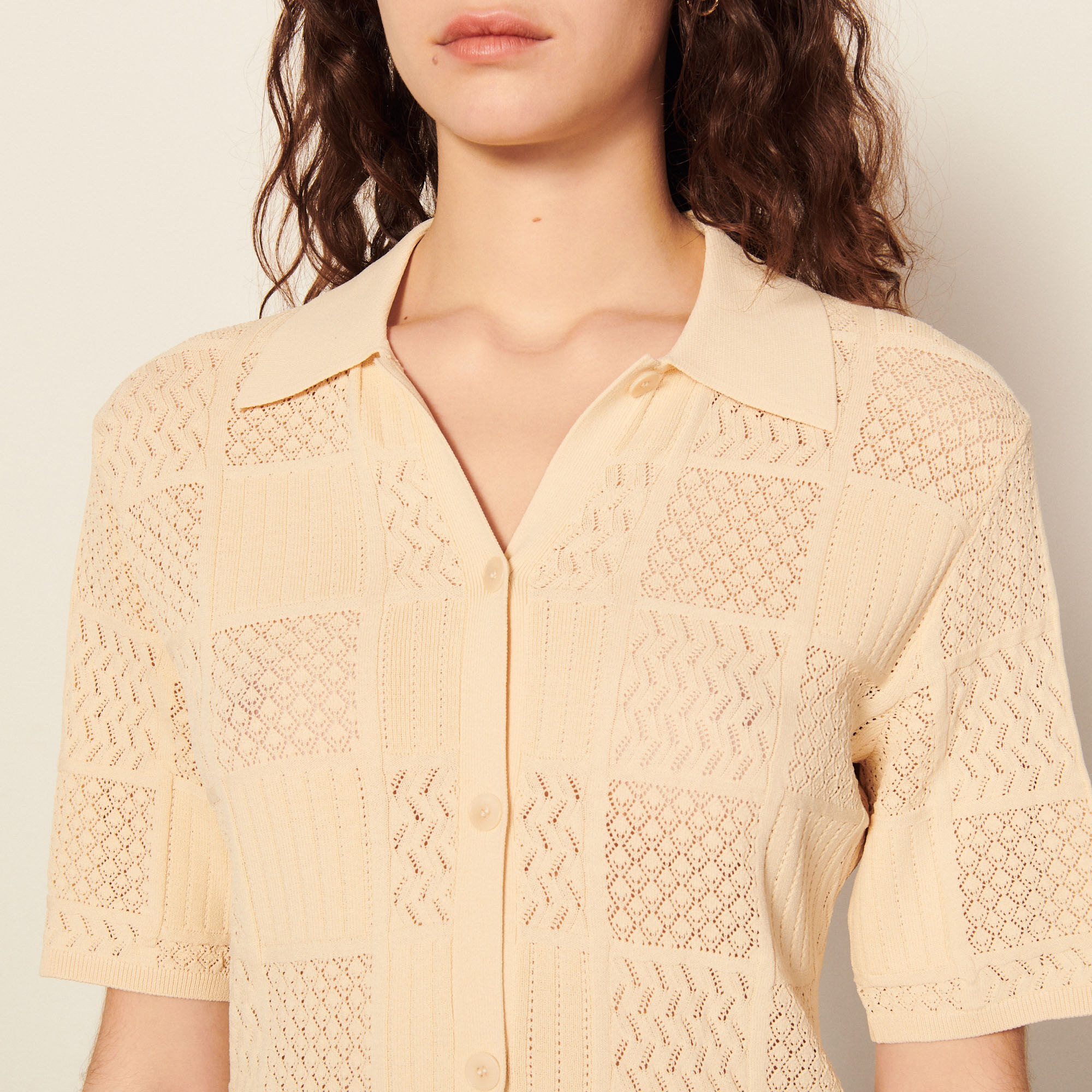 Beige knit shirt clearance