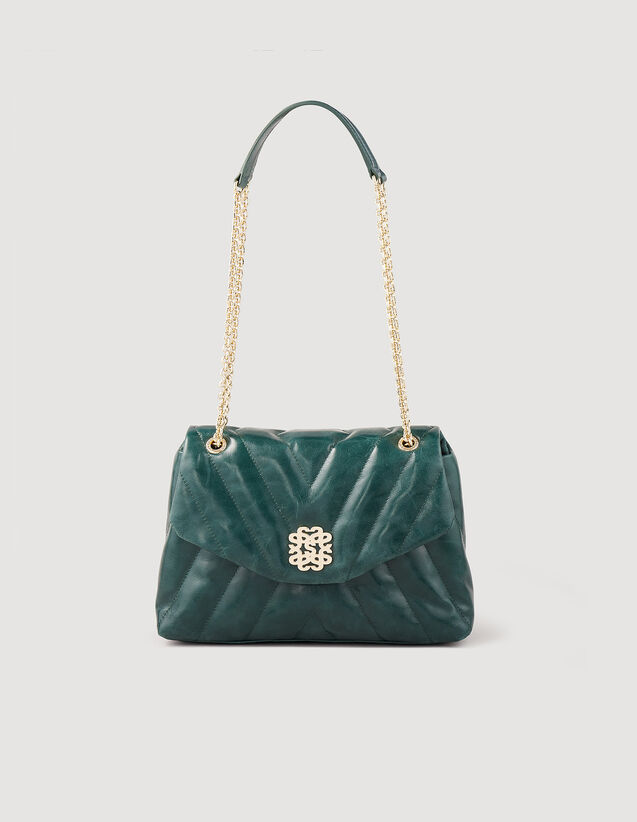 Sandro | Mila Quilted Leather Bag | Green