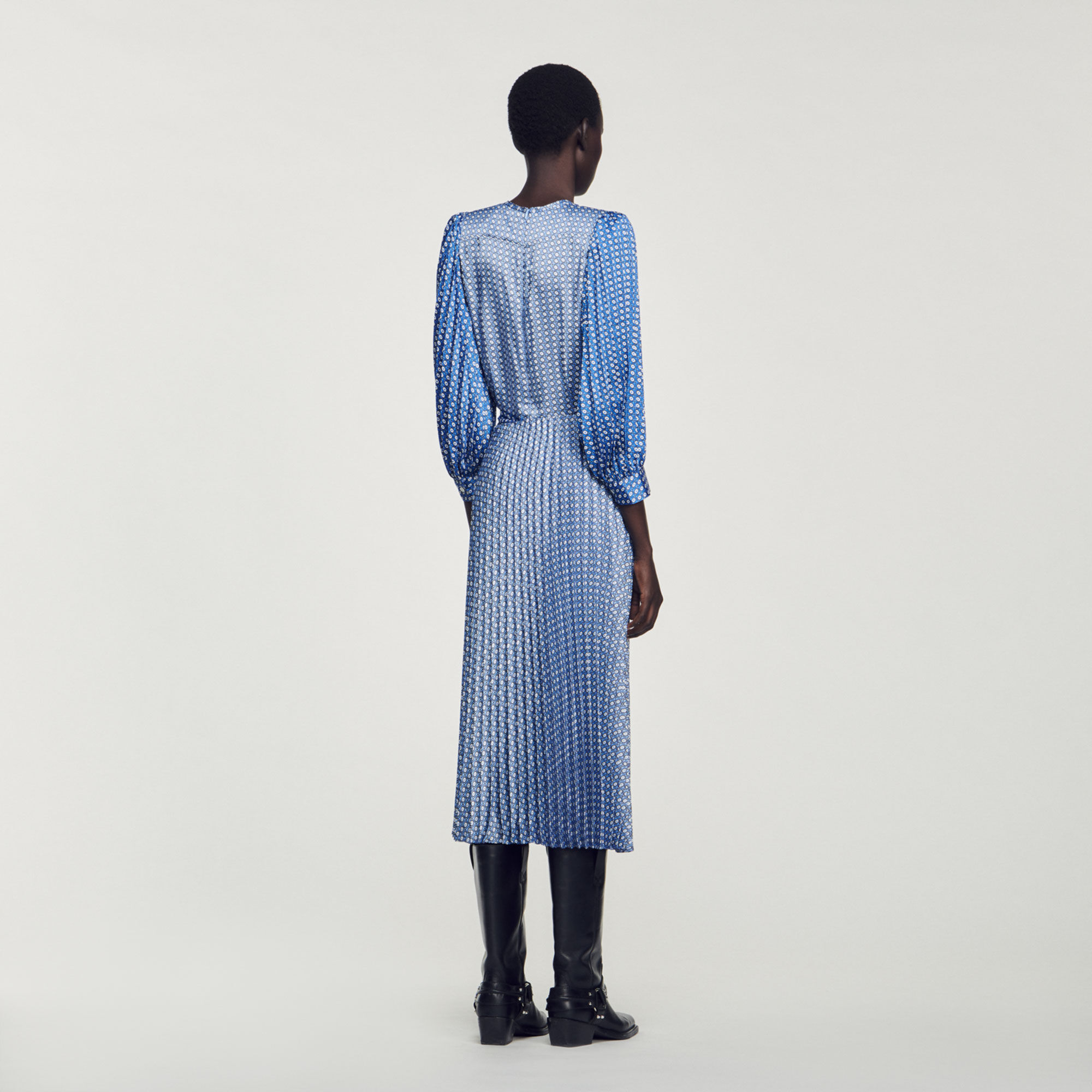 Sandro long dress with scarf on sale prints