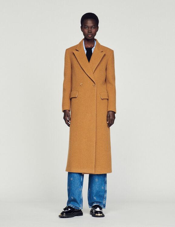 Straight-cut brushed wool coat - Coats | Sandro Paris