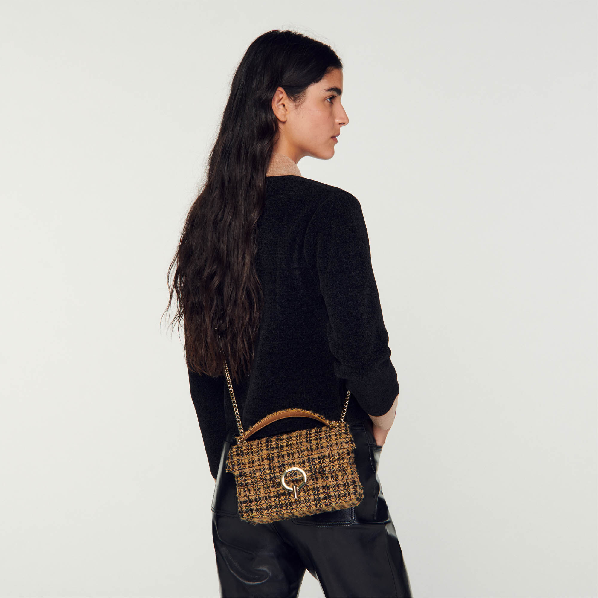 Tweed Pm Tweed YZA bag - Shoulder Bags | Sandro Paris