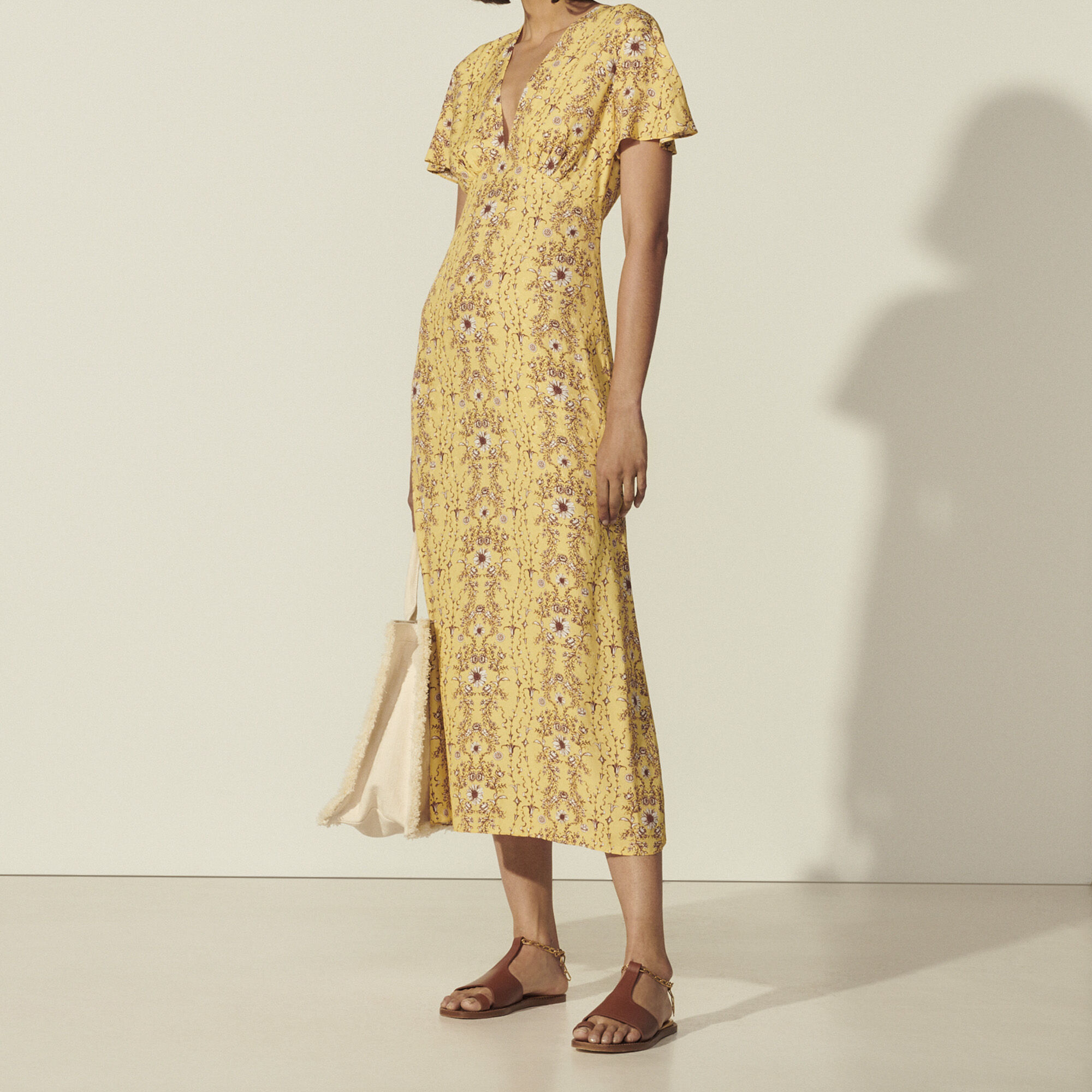 Sandro long printed dress deals