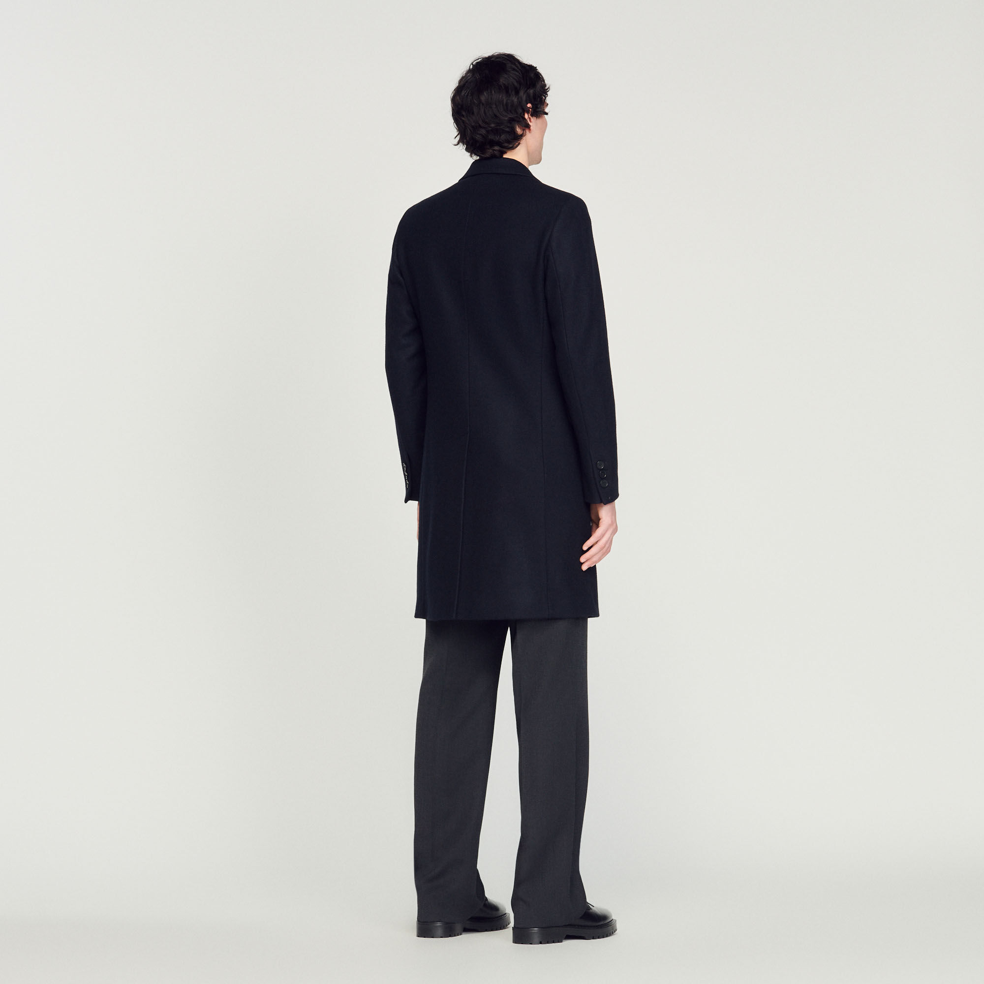Sandro black wool coat sale