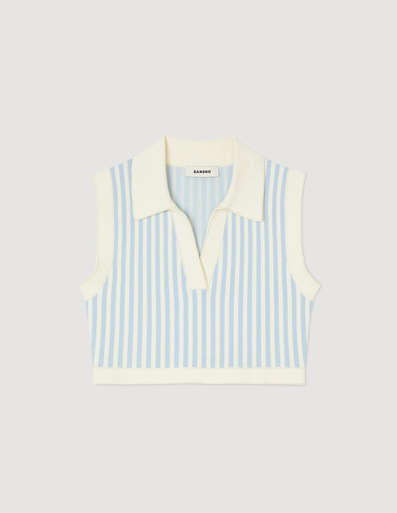 Cropped striped jumper Blu / White US_Womens