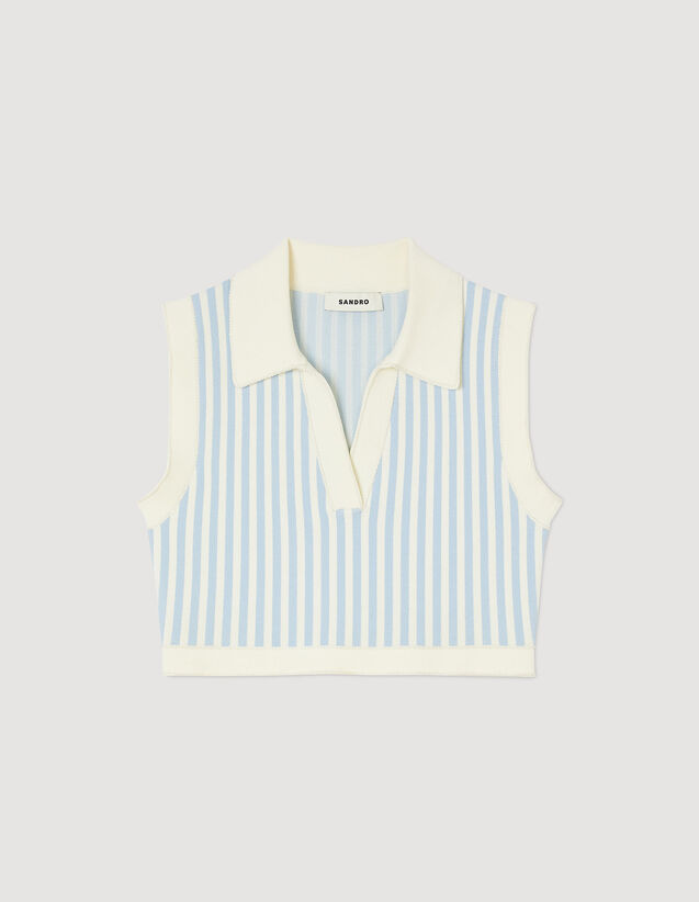 Cropped striped jumper Blu / White US_Womens