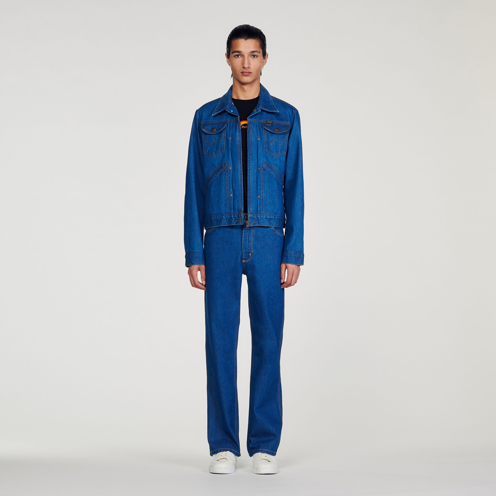 Biker Leather jacket with quilted trims Jackets Sandro Paris
