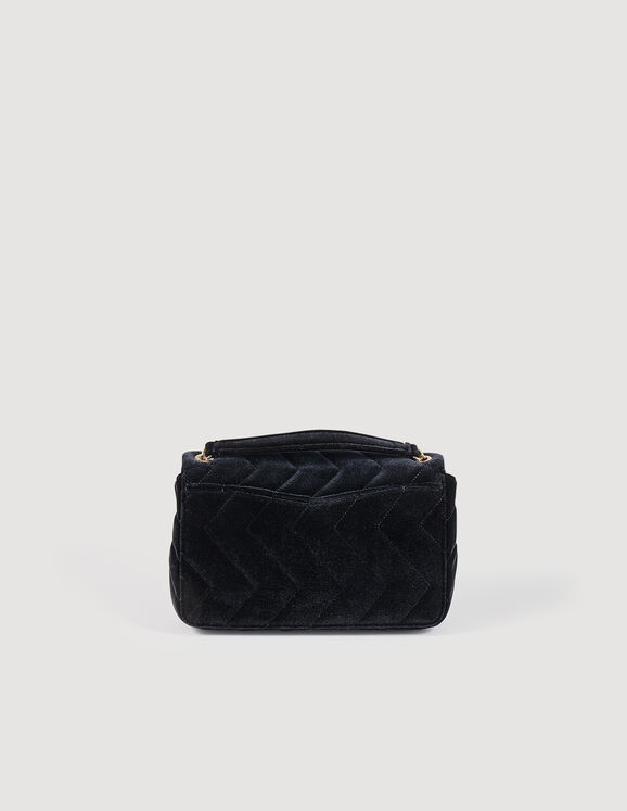 Black Quilted Velvet Shoulder Bag