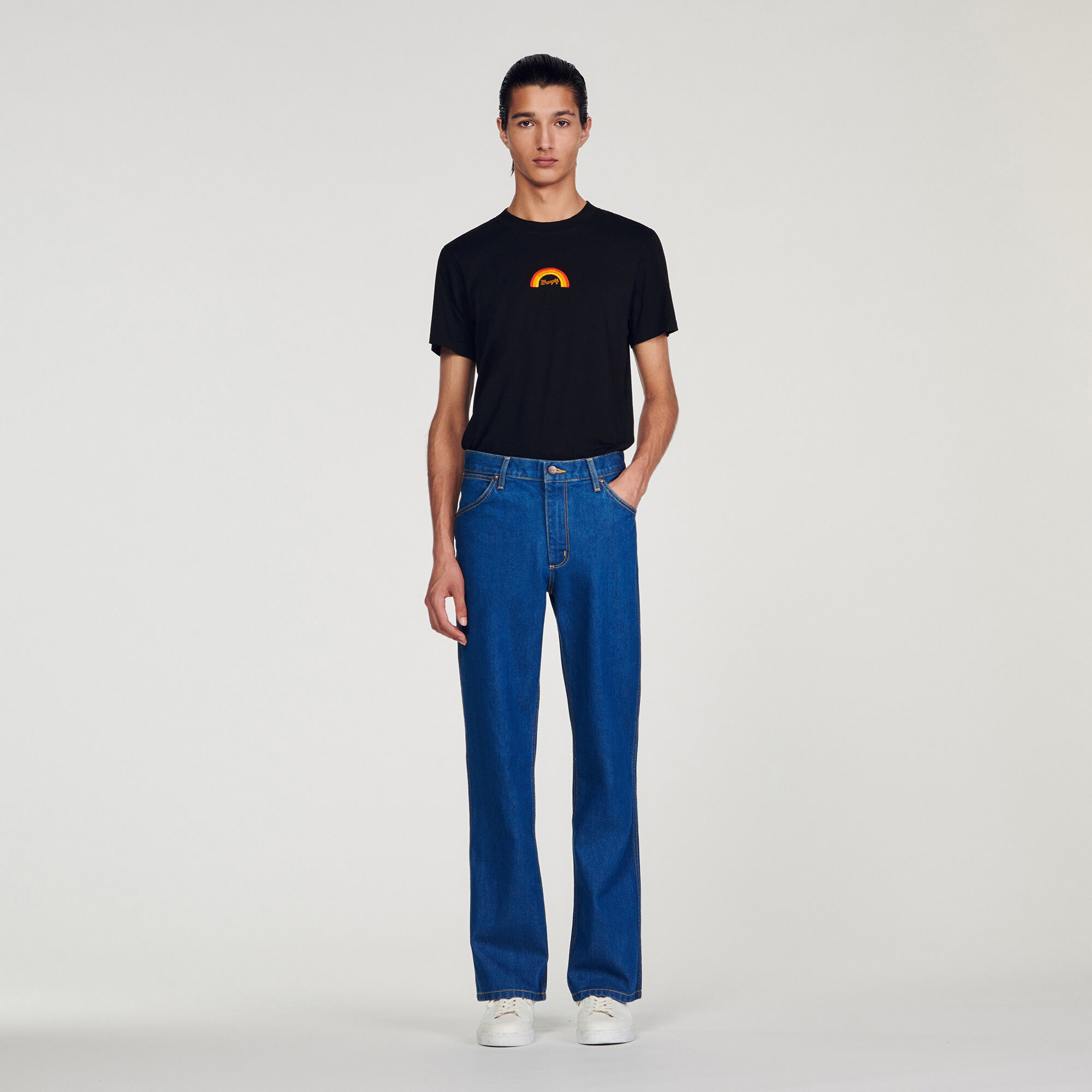 Raw Jean SANDROxWRANGLER faded jeans - Jeans | Sandro Paris