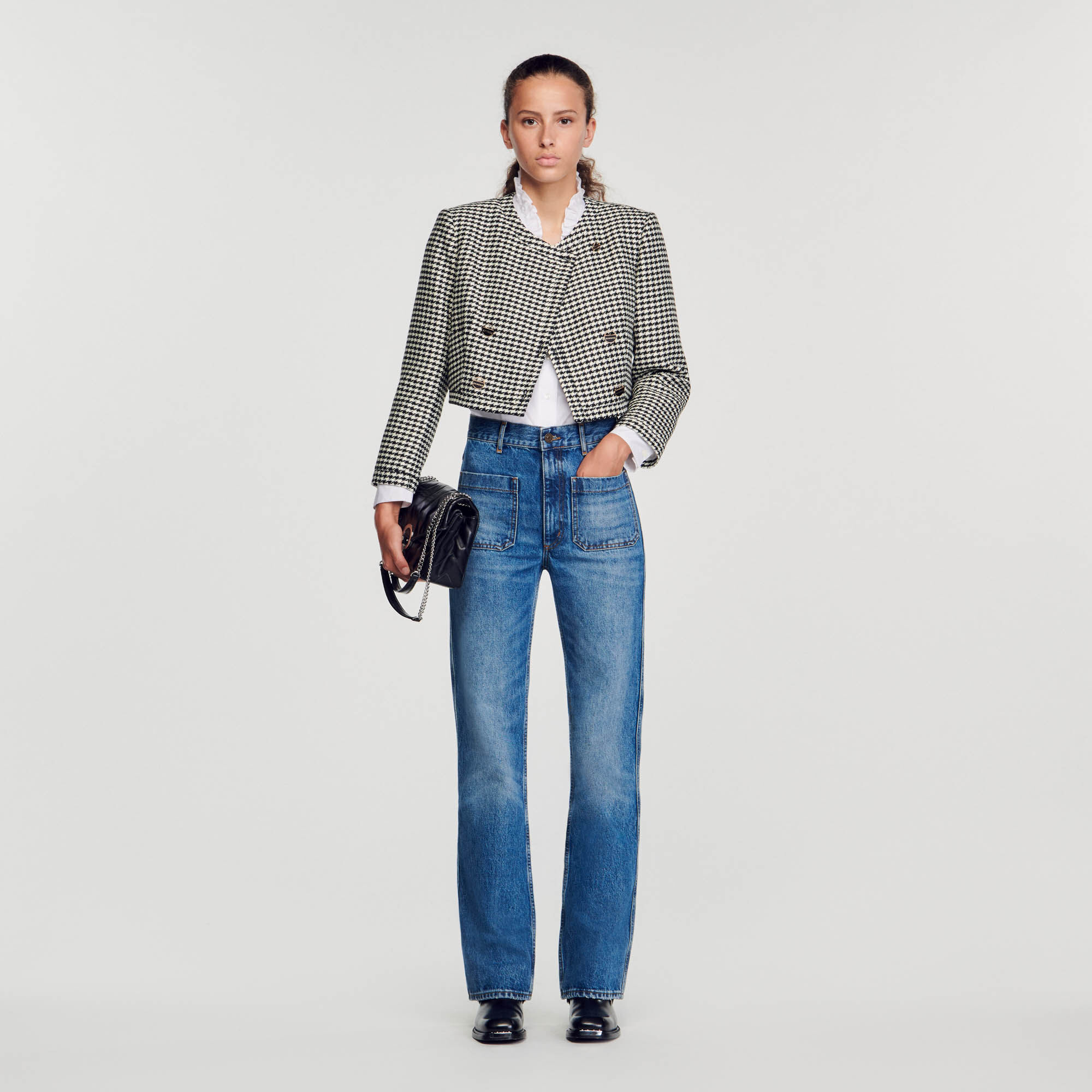 Cropped houndstooth jacket online