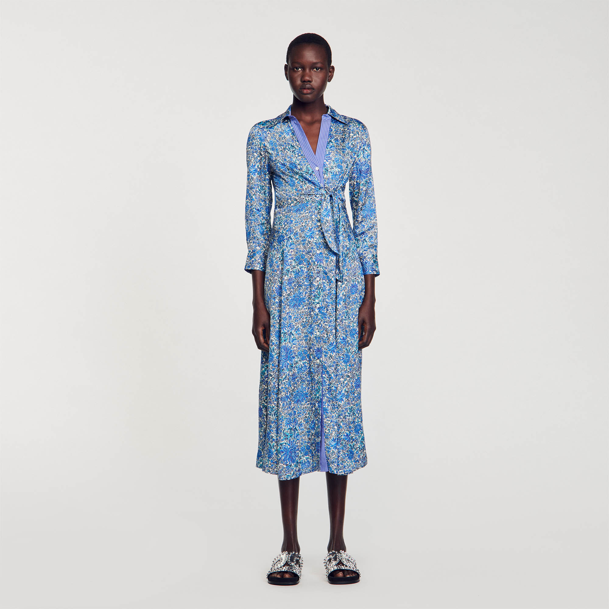 Printed midi hot sale shirt dress