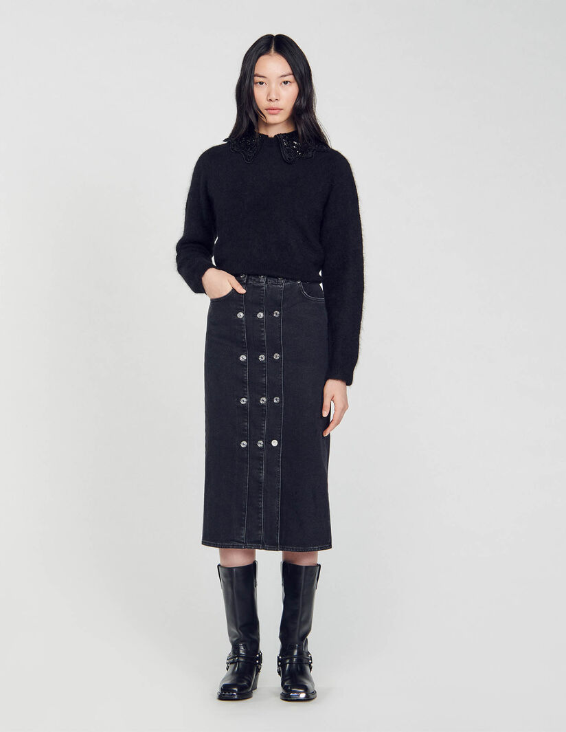 Sandro Cropped sweater with sequins