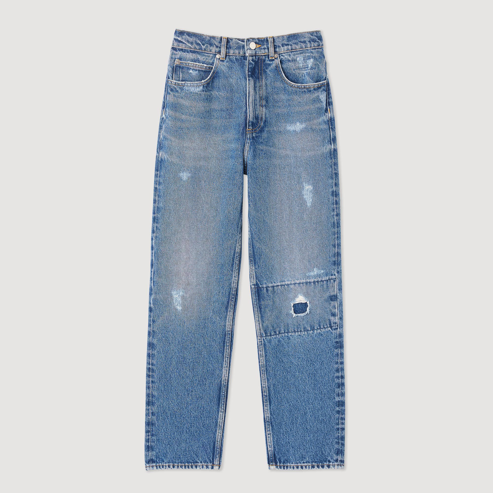 Ripped straight leg jeans