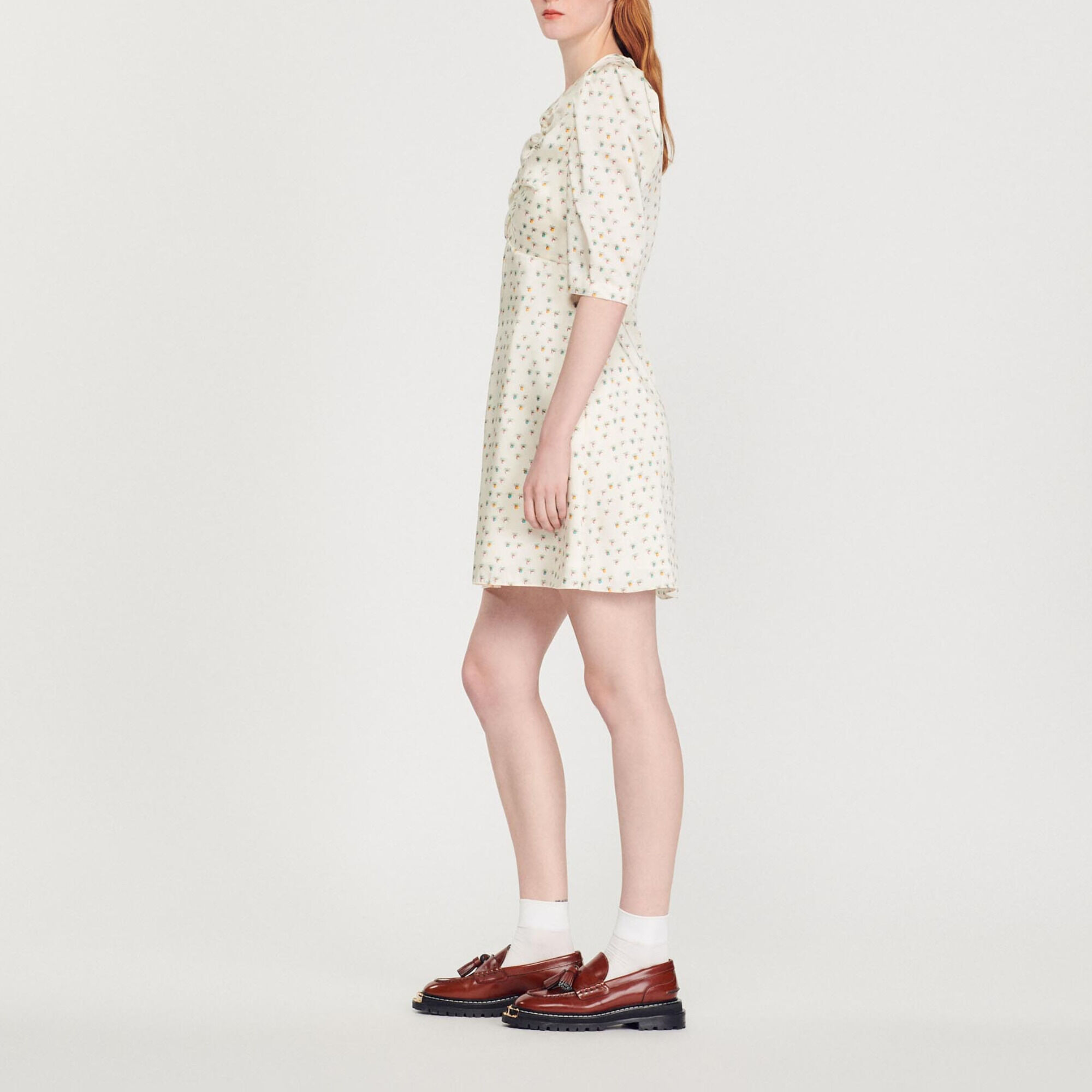 Aquarelle Short dress with Summer Flowers print Dresses Sandro