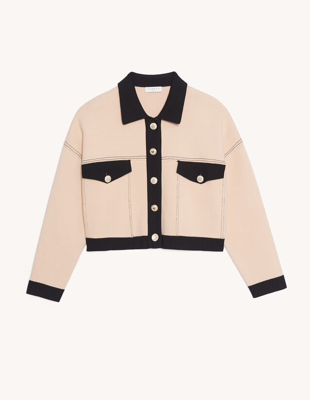 Sandro Cropped cardigan with topstitching. 2 Sandro Cropped cardigan with topstitching. 2
