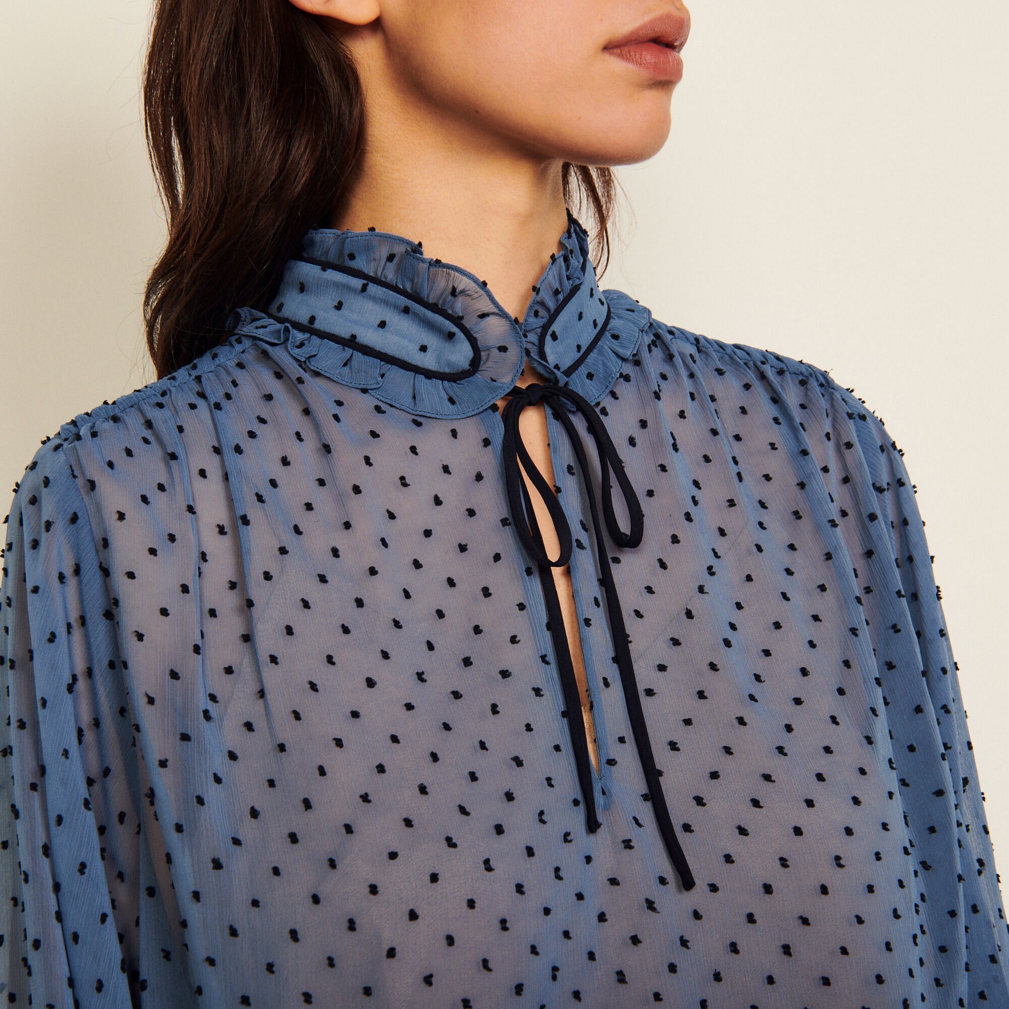 Dotted Swiss high-neck top Select a size and Login to add to Wish list