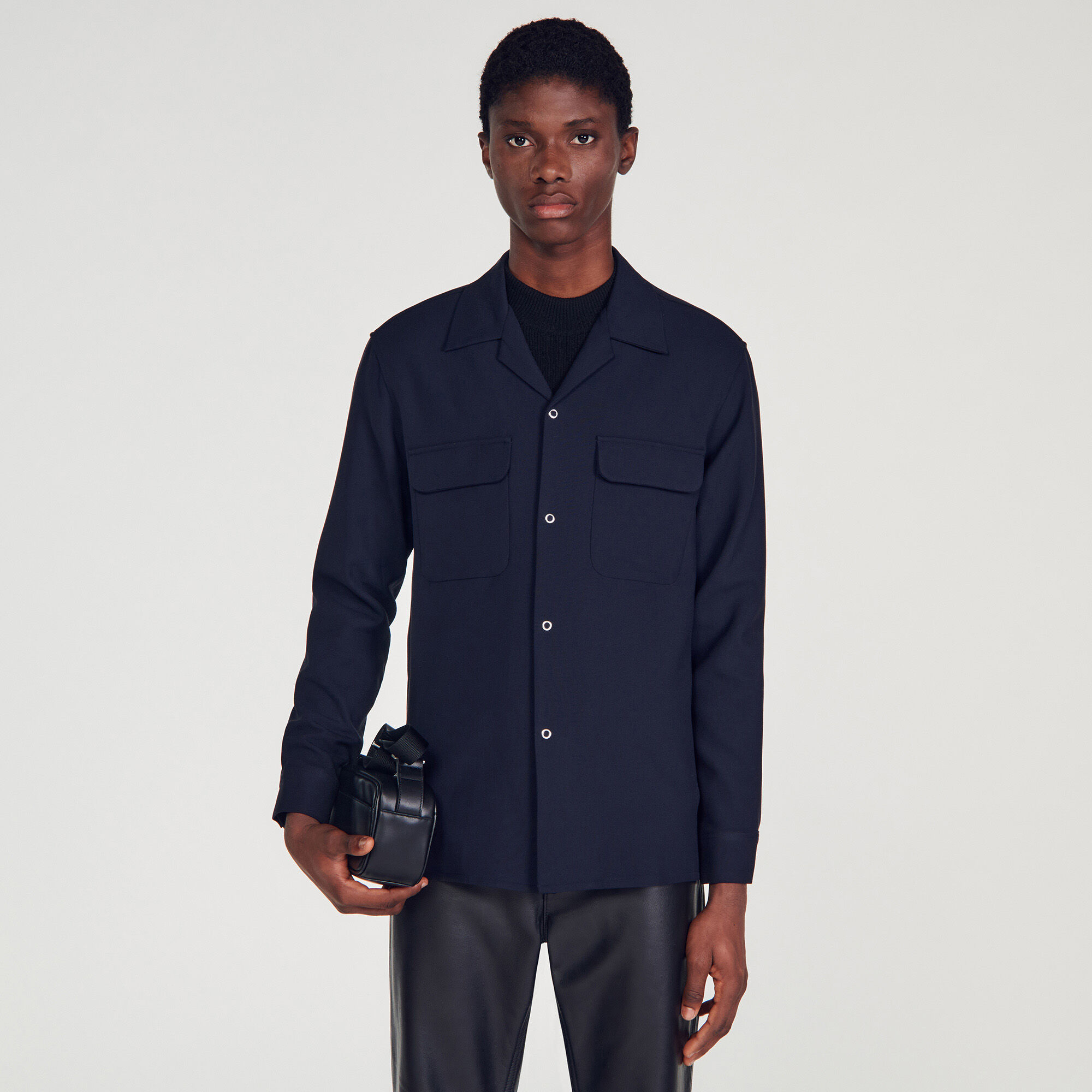 Navy blue oversized on sale shirt