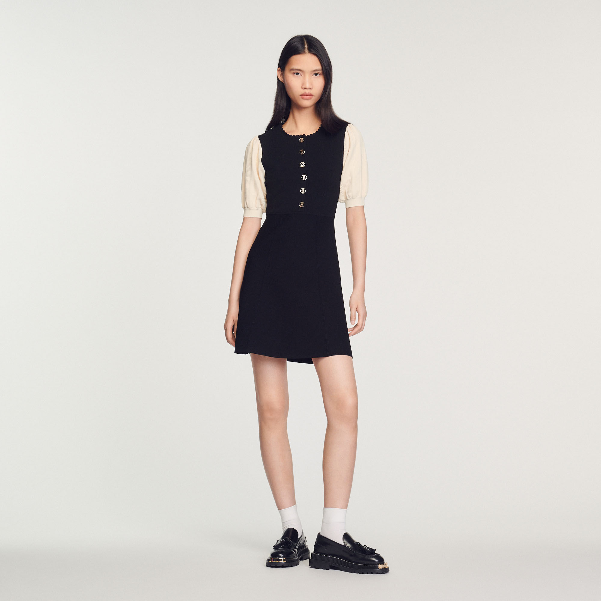 Short black jumper dress top