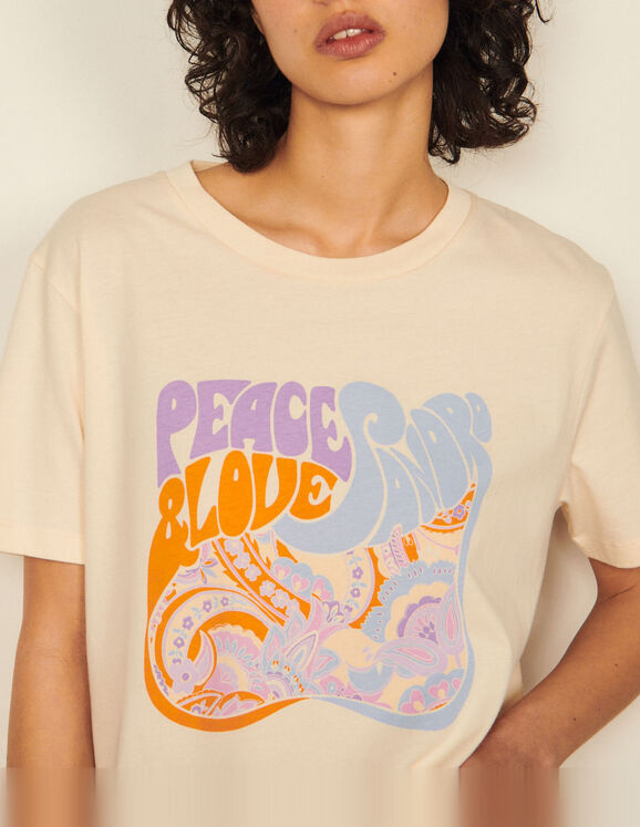 Organic cotton Peace T-shirt - T-shirts | Sandro Paris