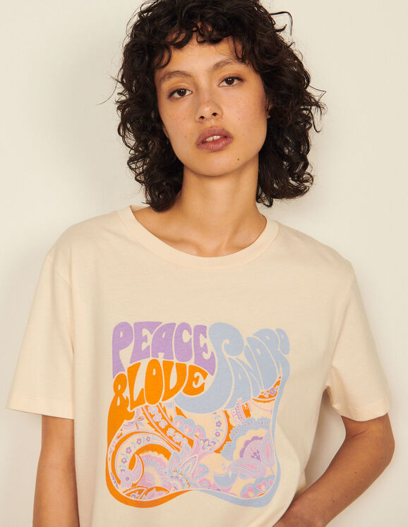 whip Meaningful vehicle Organic cotton Peace T-shirt - T-shirts | Sandro Paris