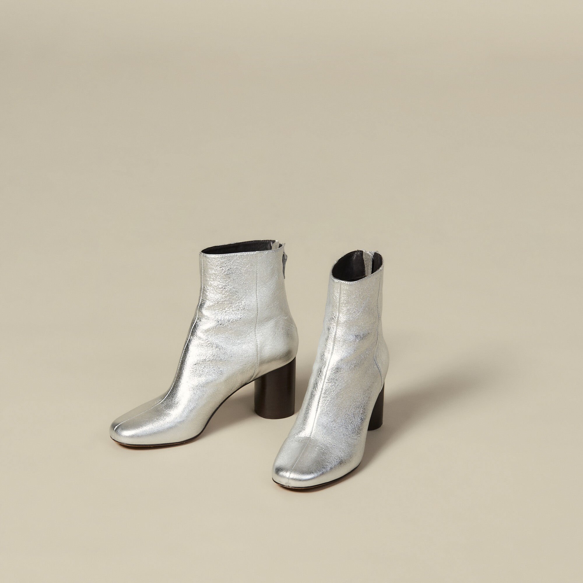 Metallic leather ankle boots - Shoes 