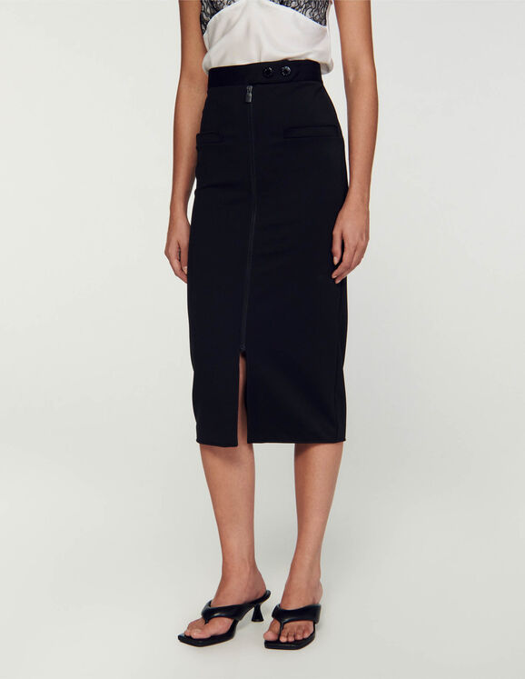 Jaya Straight-fit zip-up skirt - Paris Sandro Skirts 