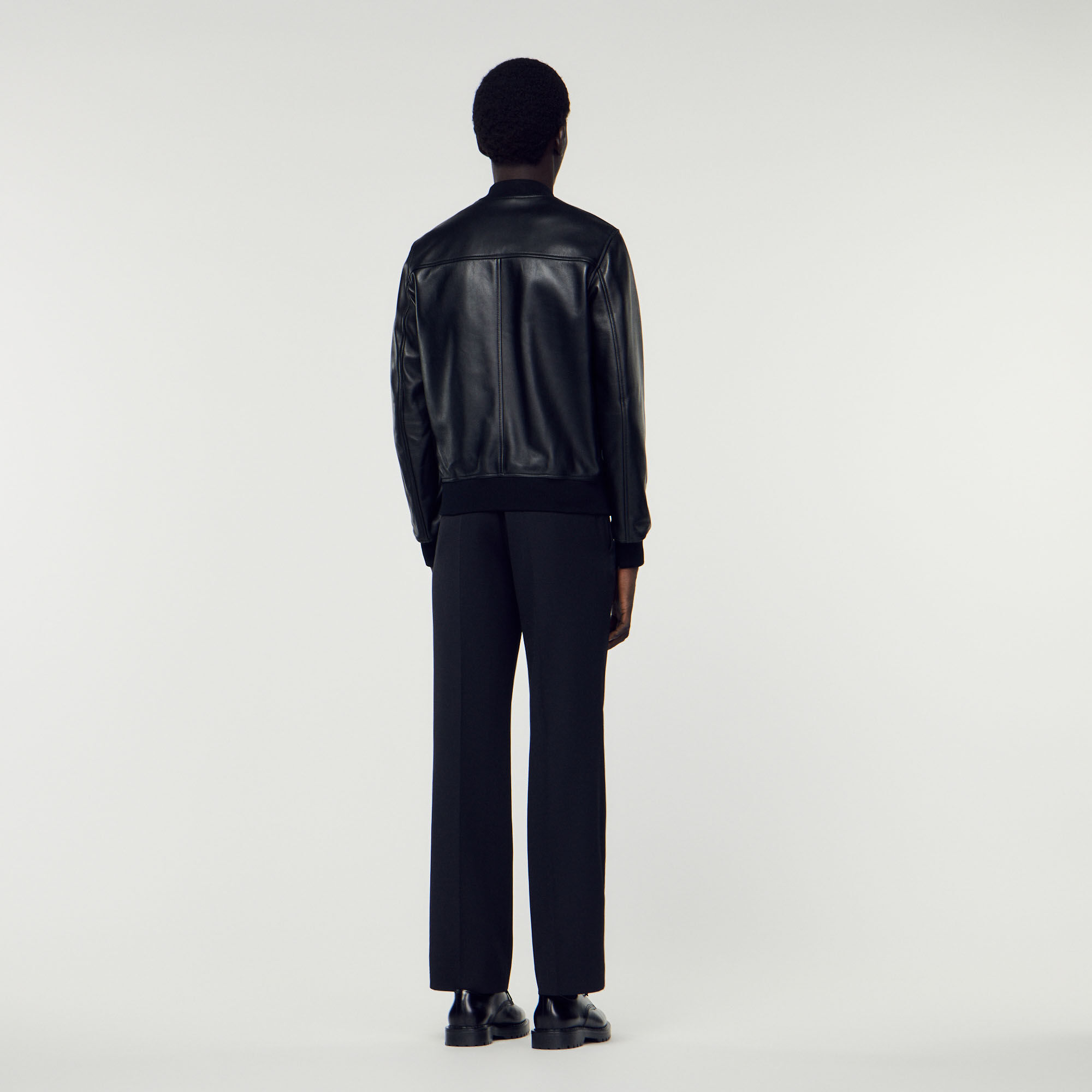 Sandro leather on sale bomber