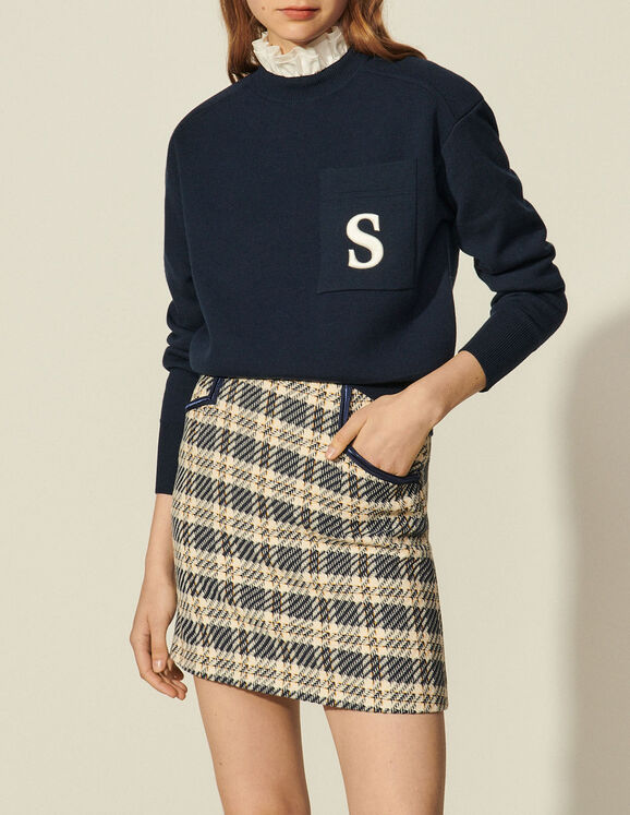 Sweater with contrasting ruffled collar - Sweaters & Cardigans | Sandro ...