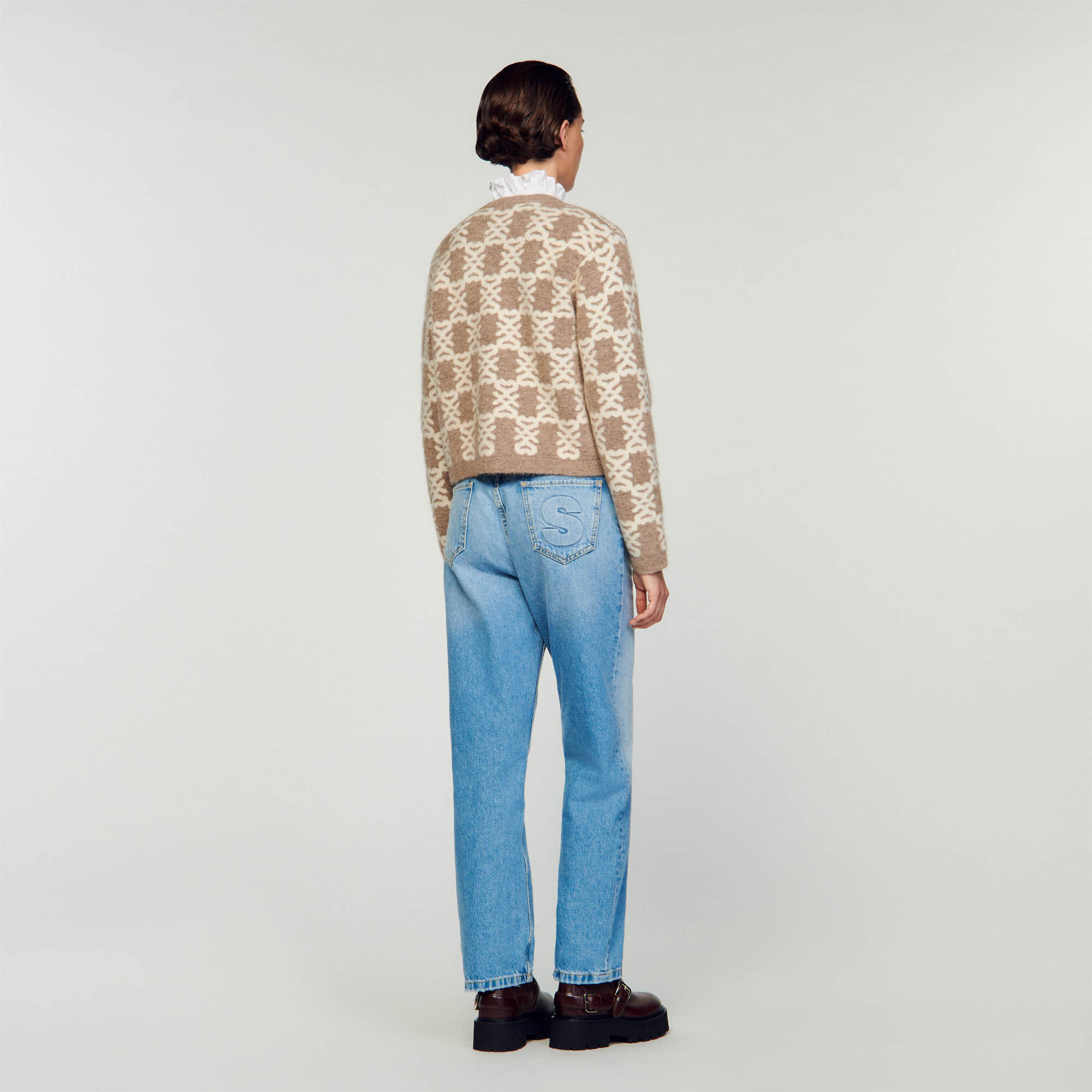 Sandro cardigan with contrasting slogan outlet