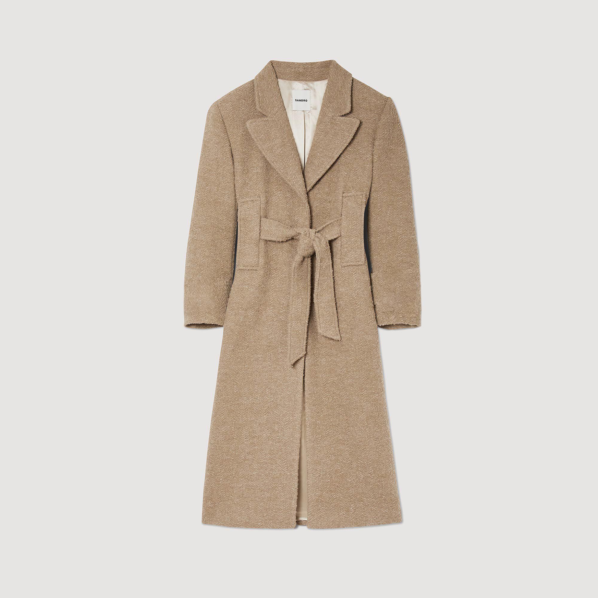 Linoy Long bouclé coat - Coats | Sandro Paris