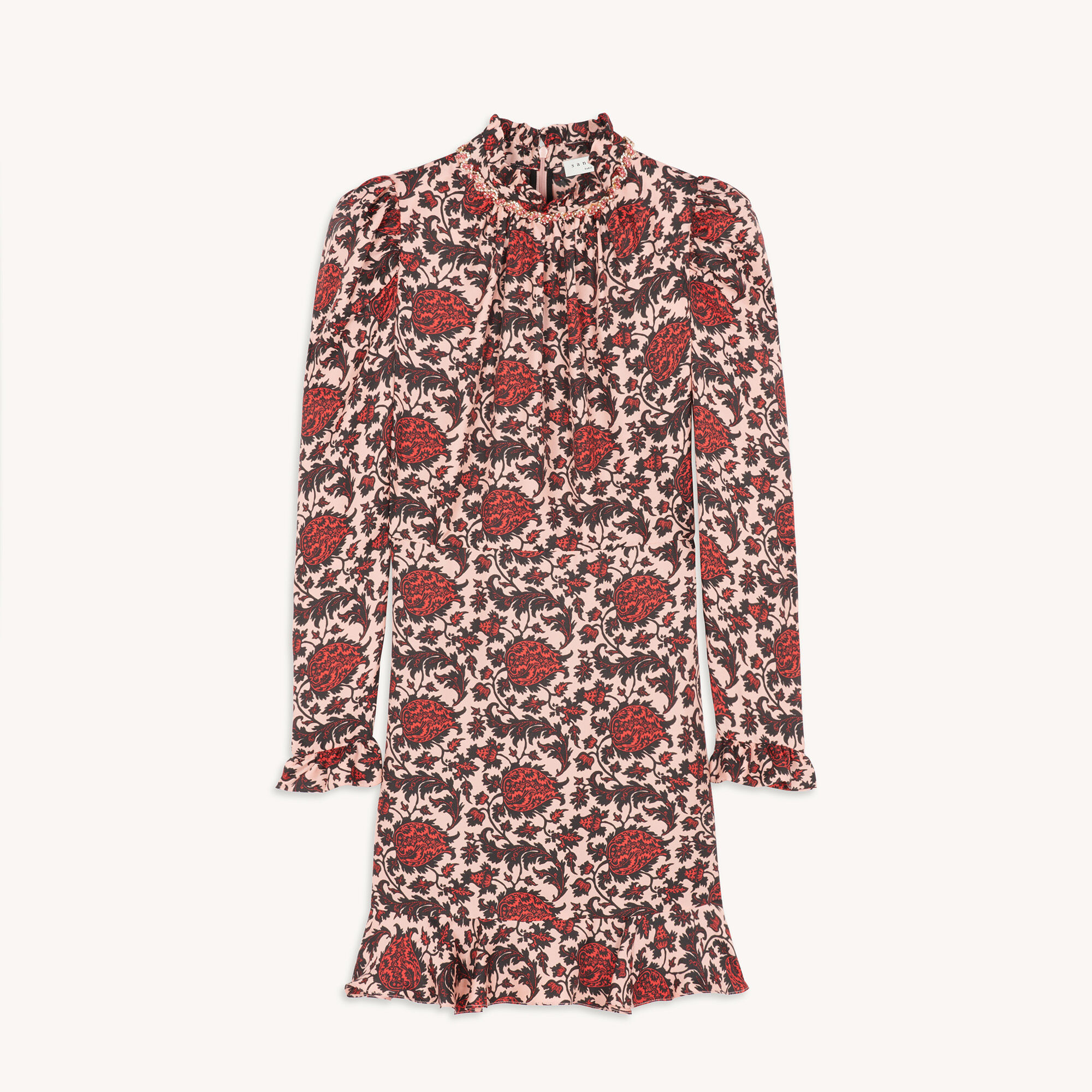 Sandro short printed silk dress on sale