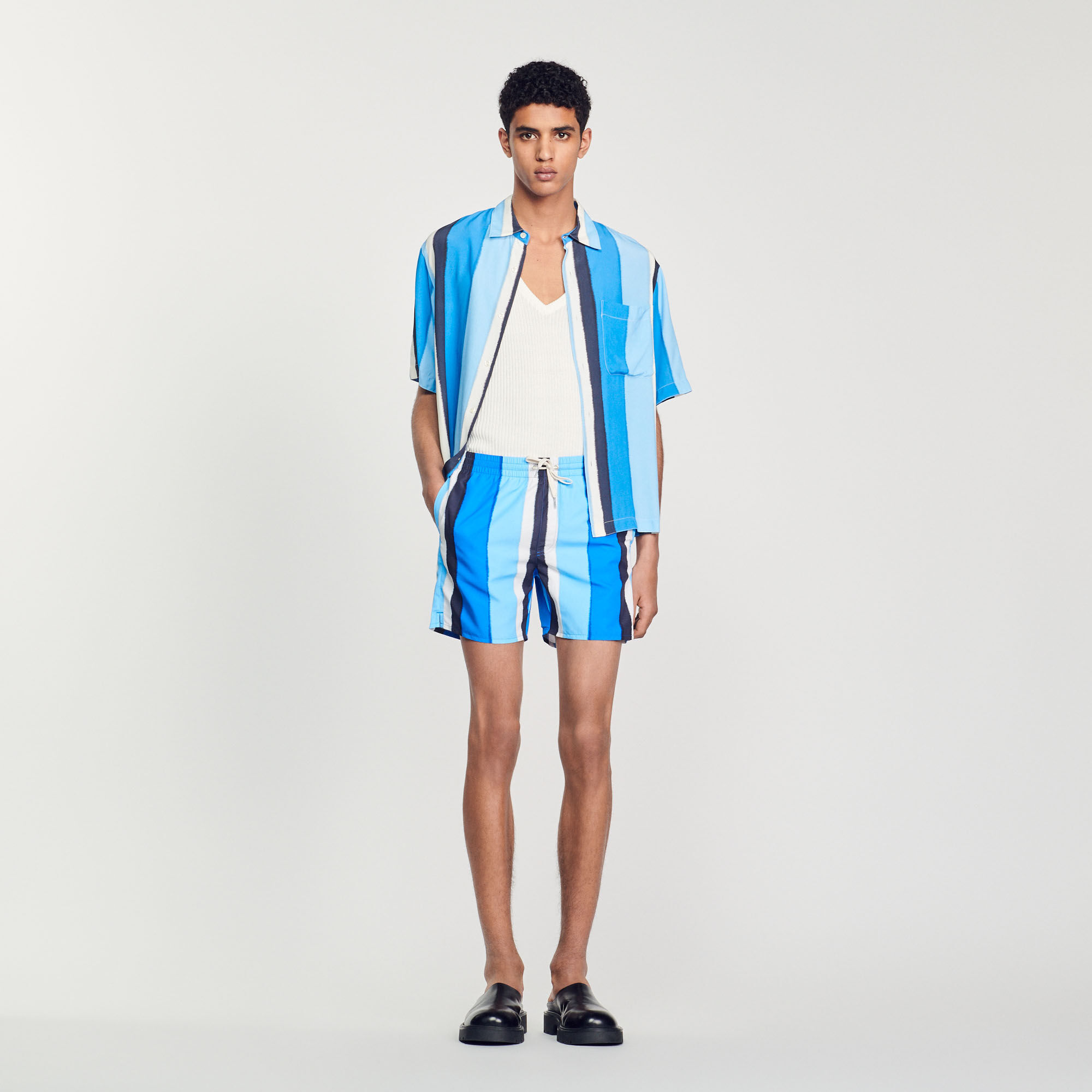 Sandro Printed striped swim shorts SHPMB00034
