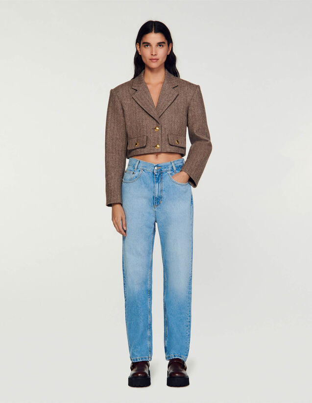 Structured cropped jacket Light Brown US_Womens