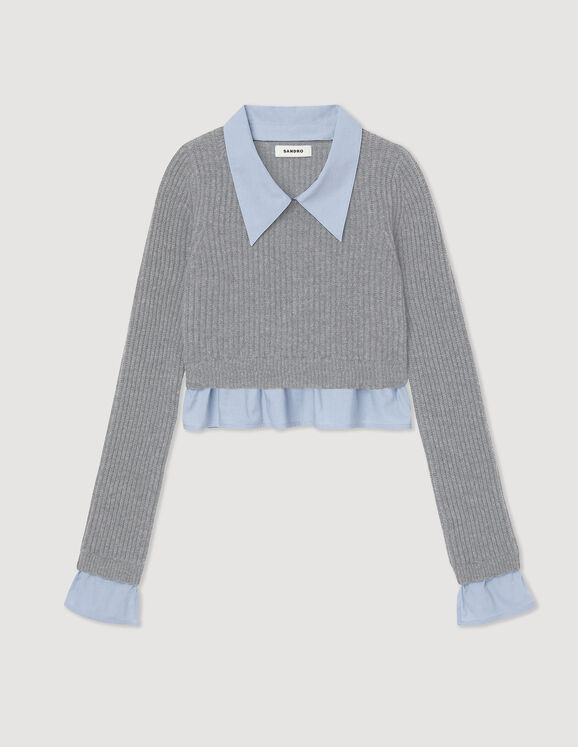 Sandro Cropped trompe-loeil sweater