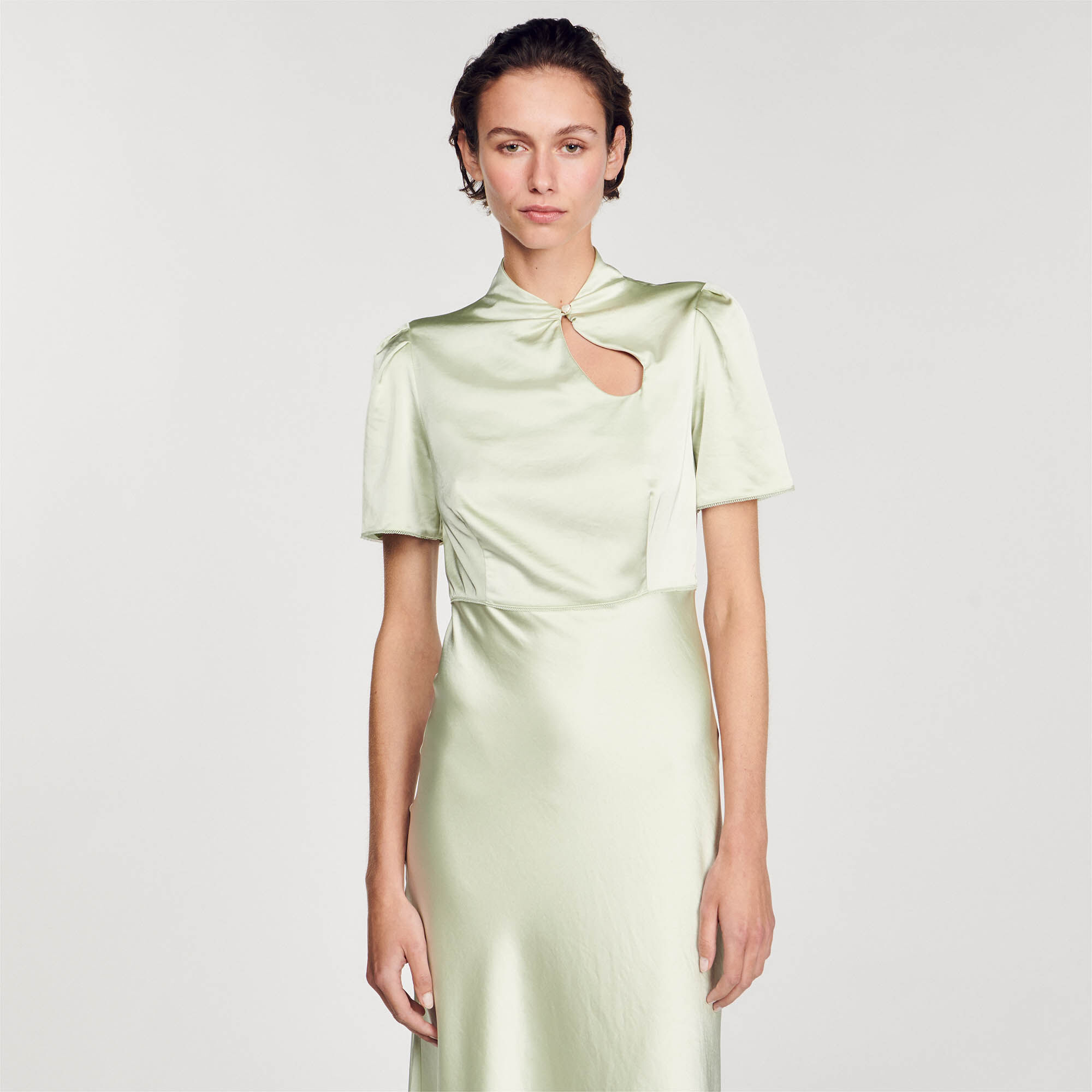 Sandro green hot sale silk dress