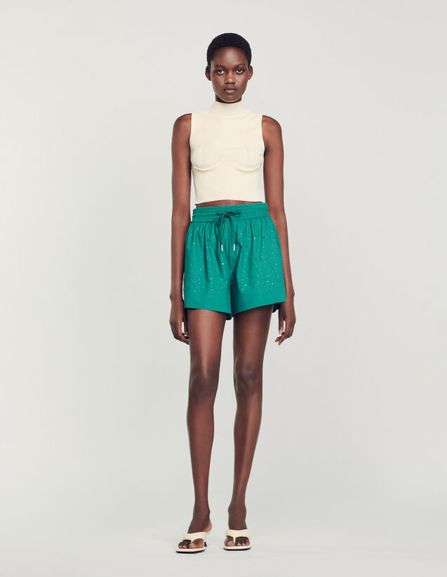 Rhinestone shorts Emeuraude Green US_Womens